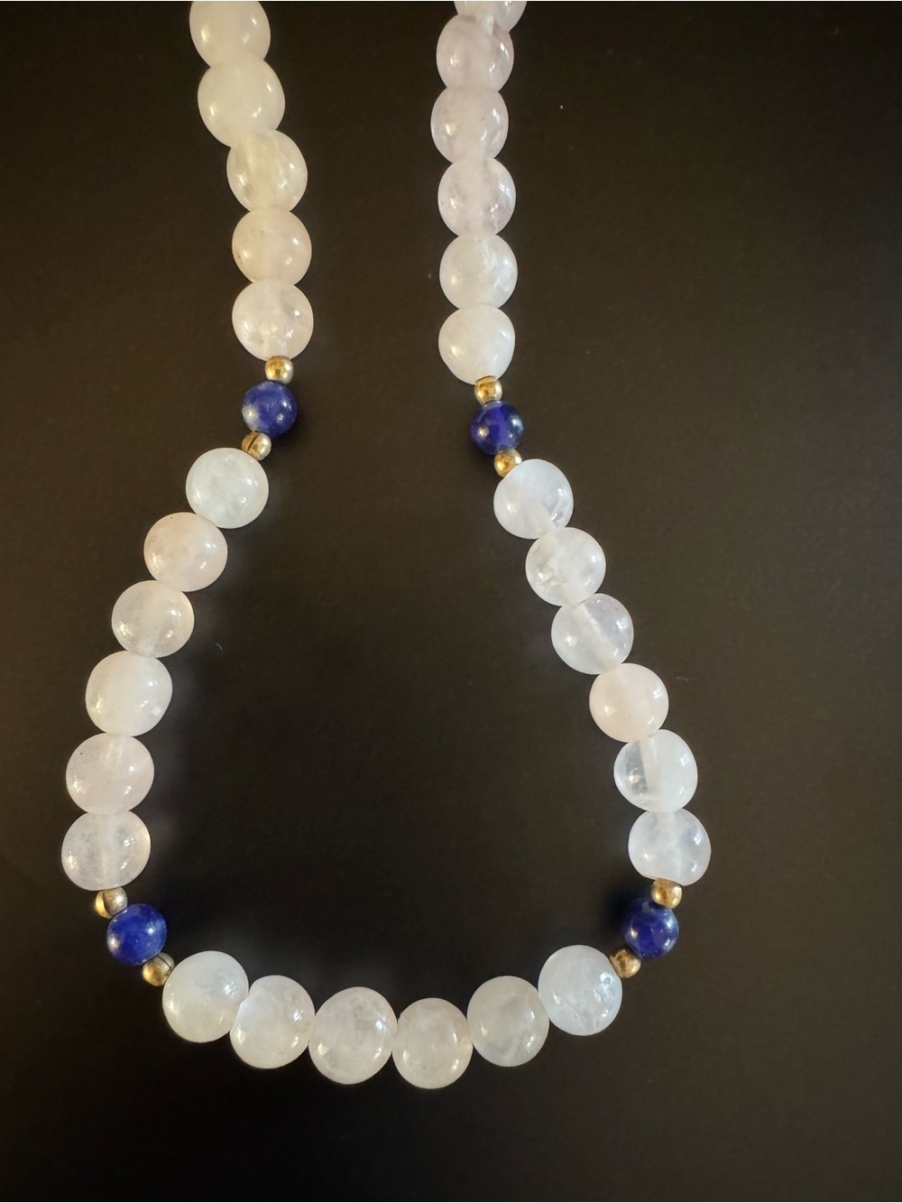 Vintage Rose Quartz Beaded Necklace - 16”